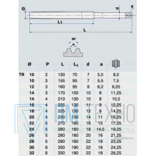 Метчик TR16,0 х 4,0  м/р.Р6АМ5 для трапецеидальной резьбы DIN 103 